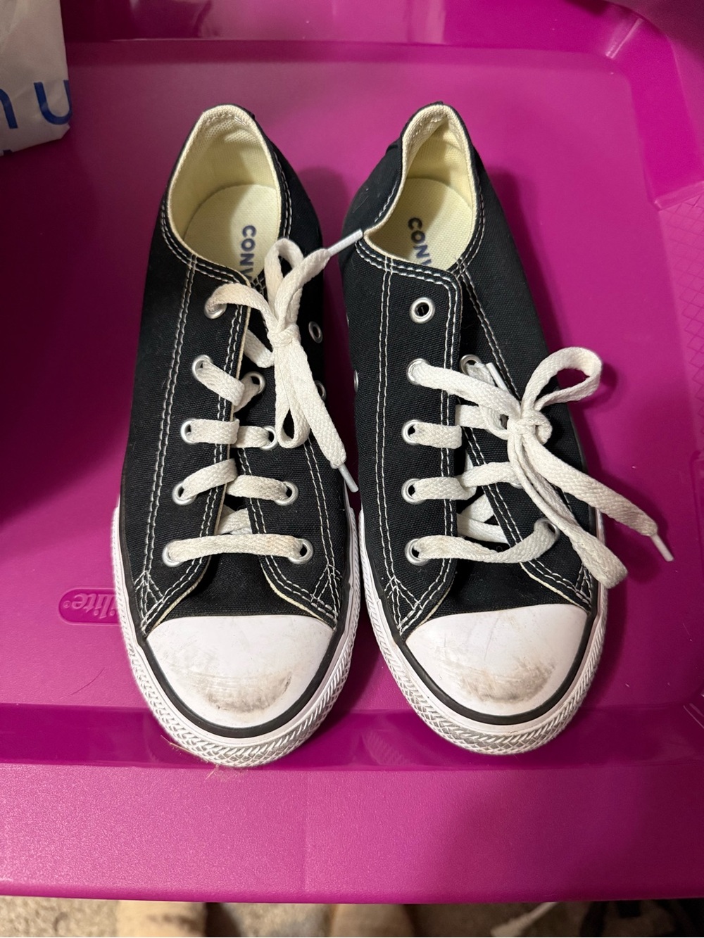 Converse Kids Black and White Low-Top Canvas Sneakers